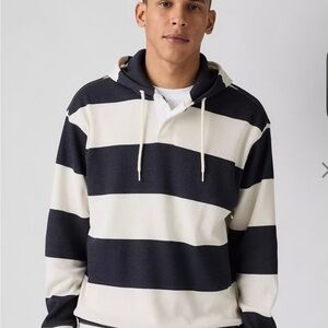 Levi's Black and White Striped Hoodie Sweatshirt